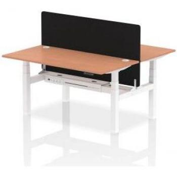 Air Back-to-Back 1600 x 800mm Height Adjustable 2 Person Bench Desk with Maple Top
