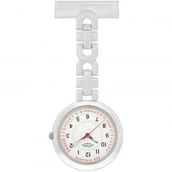 Rotary Ladies Round White Dial Stainless Steel Bracelet Fob Watch