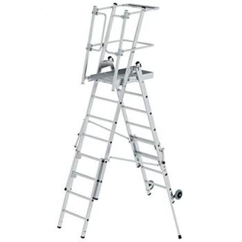 Munk Günzburger Steigtechnik MUNK Plattformleiter FlexxStep 6 Sprossen mit Teleskopaufsatz plus 2 Sprossen