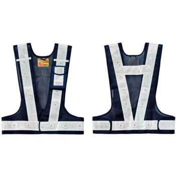 One Size Green Cross Reflective LED Vest (Blue/Red + White) – Navy Mesh Fabric