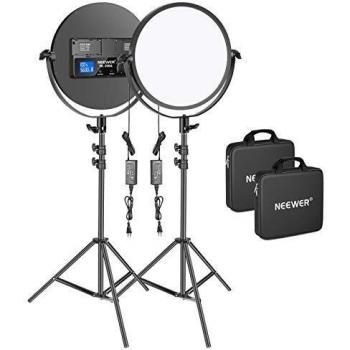 Neewer 2-Pack 10,6 po Lampes Vidéo LED Rondes en Métal