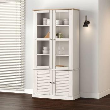 Pino Chic: Armario con Vitrina VIGO – Diseño Moderno en Madera Maciza