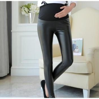 Pantalones Elegantes de Cuero PU con Cintura de Terciopelo