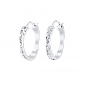 Elli Creolen 0311551516 – Diamantverzierte Kristall‑Creoles in 925 Silber