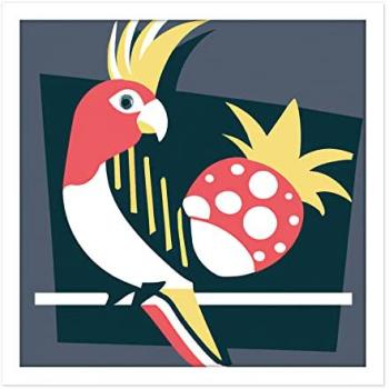 Pineapple Bird Perch Framed Picture 16x16