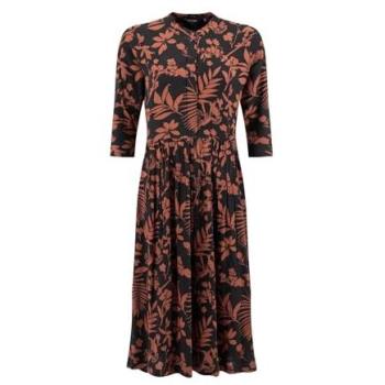 Robe Hellen en crêpe marron imprimée