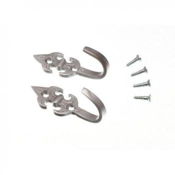 Classic Fleur de Lys Curtain Tie Back Hold Hooks in Stylish Matt Chrome