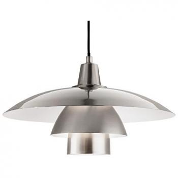 Lampada a sospensione Firstlight Olsen in acciaio satinato, design a cupola