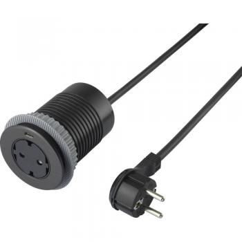 Sygonix SY-4780160 Child-Safe Flush-Mount Socket with USB-C, Black