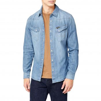 Camisa de Jean Wrangler para Hombre, Azul (Indigo UE), Talla XL