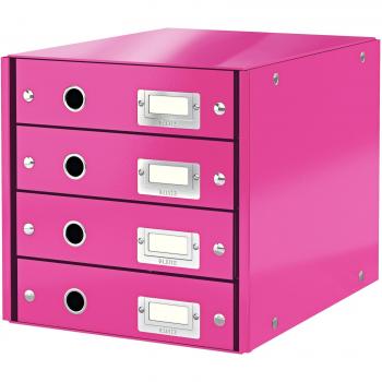 Leitz Drawer System 60490023, Pink 4-drawers, A4 size