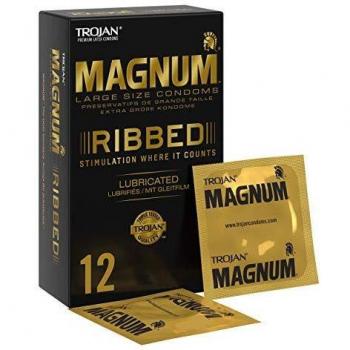 Trojan Large Latex Condoms, Ribbed and Lubricated