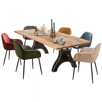 Speisetisch 180x100 cm Wildeiche natur mit Metall