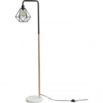 Talisman Copper and Black Floor Lamp with Solid Marble Base and Geometric Shade