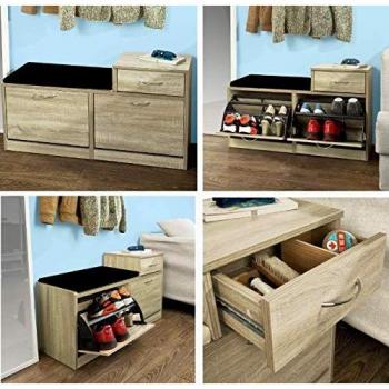 Treehouse Oak Shoe Cabinet & Seating Organizer