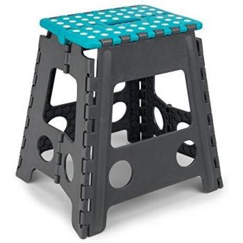 COMPACT FOLDING BELDRAY SMALL STEP STOOL LARGE GRAY AND BLUE HOME GARAGE DIY