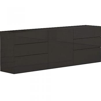 Buffet de salon Metis Report Side placard 6 tiroirs anthracite brillant