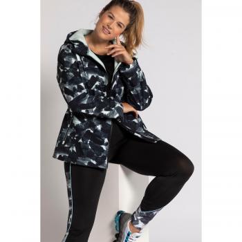 Plus Size Fleece Lined Softshell Jacket, Brushstroke Design, White, Size 28/30