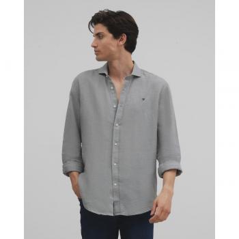Camisa de lino verde para hombre con corte slim fit