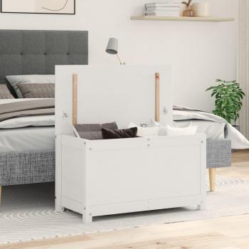 Praktische Aufbewahrungsbox Weiß 80x40x45,5 cm Massivholz Kiefer