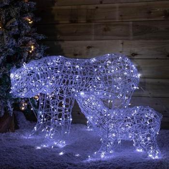 Snowflake Bear & Cub Illuminated 1.3m