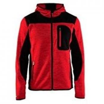 Blaklader Strickjacke mit Kapuze, hochsichtbar, rot/schwarz, Größe L