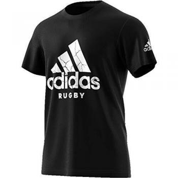Schwarzes Adidas Rugby T-Shirt für Herren – Größe M
