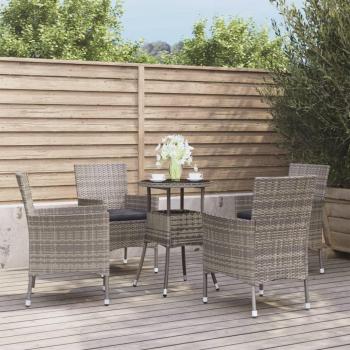 VidaXL Gartenlounge-Set 4-tlg. mit Kissen Grau Poly Rattan