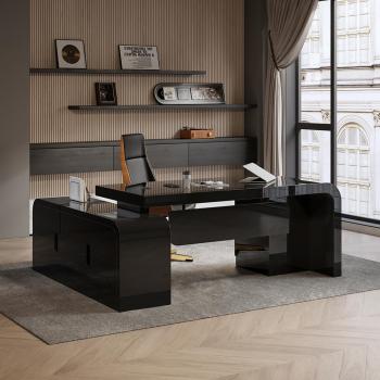 L-Shaped Office Desk with Storage Right Hand Black 1800mm
