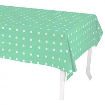 VACCHETTI Tischdecke Rechteck 140 × 240 cm – Wassergrün mit Punkten