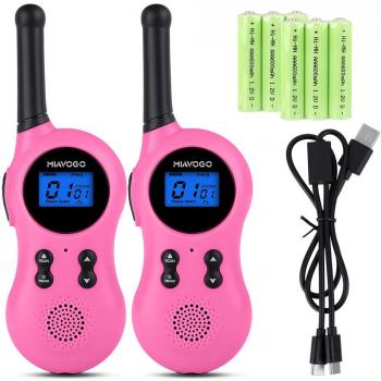 Miavogo 2 x Walkie Talkie Set für Kinder Funkgerät PMR 2-Wege Radio 8 Kanäle 3Km Reichweite mit LC-Display (Grün)
