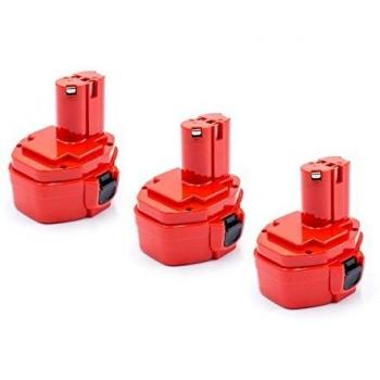 Batería recargable 3x para Makita 6336DWA, 6336D, 6336DWAE, 6333DA, 6333DWAE, 6333DWA, 6333DWBE (1500 mAh, NiMH, 14,4 V)