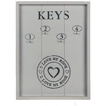 Holz-Schlüsselbrett „I Love My Home“ – 24 × 32 cm, weiß