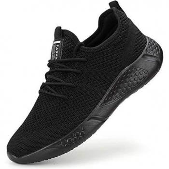 BUBUDENG Men's Casual Running Shoes Black, Size 8 UK