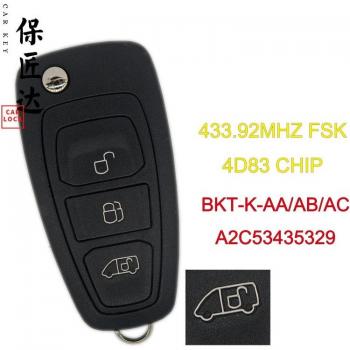 BaoJiangDd Remote Key Fob for Ford Transit Custom 434MHz 4D83 Chip
