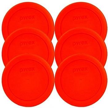 Rond 2‑kops deksel voor Pyrex 7200‑PC glazen komen, 6 oranje stukjes