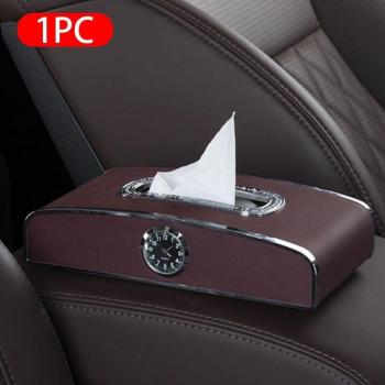 Luxury Car Tissue Dispenser – Dashboard Napkin Holder including Quartz Clock, Parking Number Plate, and Armrest