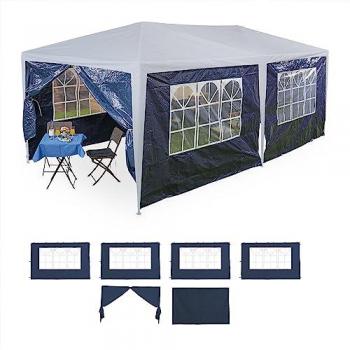 Pareti Laterali per Gazebo 2x3 m, Set da 6, con Finestra, Blu Marino