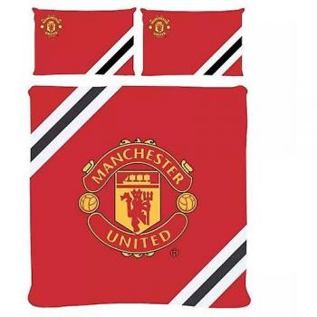 Set de draps reversibles Manchester United FC Rayé jaune/rouge