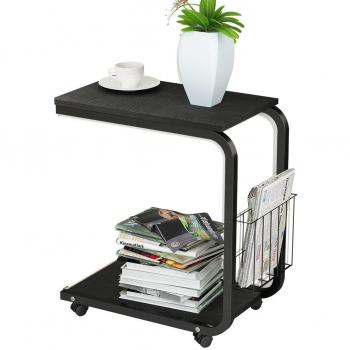 SOGES Pflegetisch für Bett/ Sofa – Rutschfeste Rollen & Ablage (KH02-BK-M)