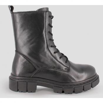 Botines de piel tipo militar para mujer en negro