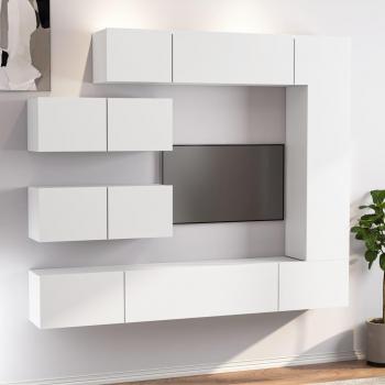 VidaXL 7 Piece Media Console Set White Engineered Wood