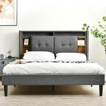 Letto Salvaspazio 160x200 cm – Cassetti Integrati, Testiera USB, Grigio