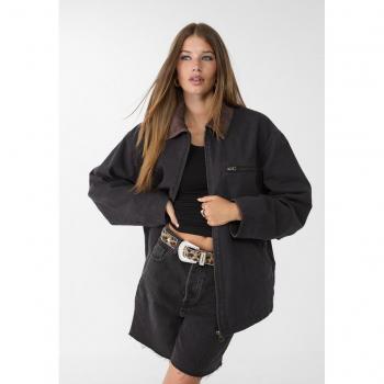 Stradivarius Black XL Contrast Collar Jacket