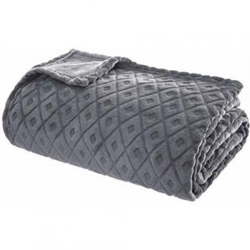 Plaid en Flanelle 3D Losanges Gris Foncé