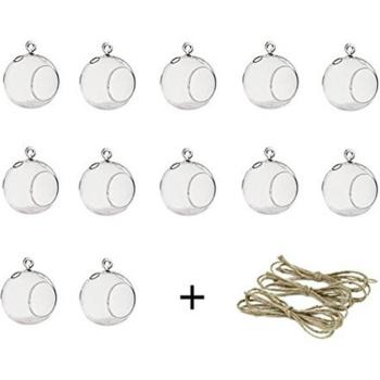 12 pièces de suspension en verre pour photophores de mariage (80MM)