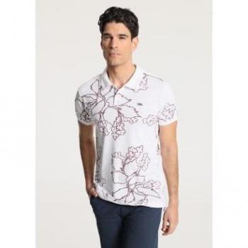 Polo Casual Hombre Blanco, Motivo Verde de Hoja, 2XL – Victorio & Lucchino