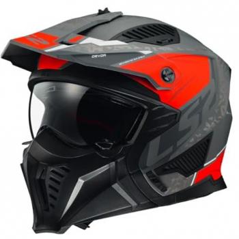 Casco LS2 OF606 Drifter Devor Plateado Mate-Rojo Titanio