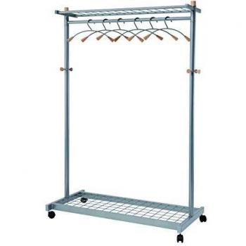 Alba Lux Adjustable Garment Rack Silver Grey and Wood