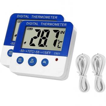 Thermomètre à LED pour réfrigérateur et congélateur, numérique, magnétique, paquet de 2